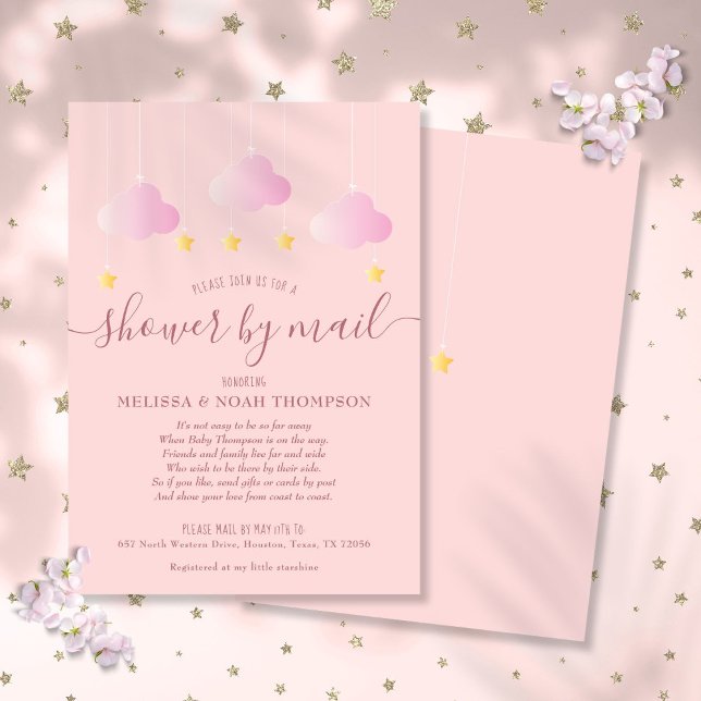 Barnkalas på distans för lilla rosa flickan inbjudningar (Shower By Mail Long Distance Pink Baby Girl Invitation)