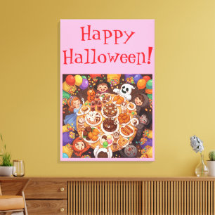 Barnkalas på Halloween Canvastryck