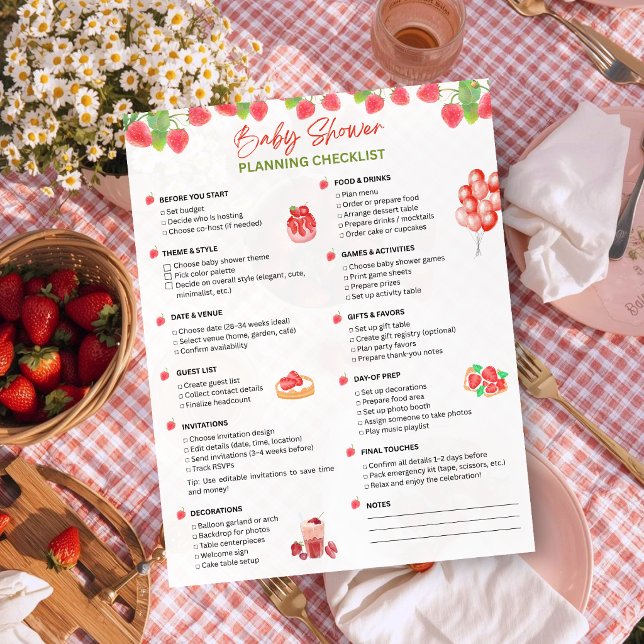 Barnkalas planeringschecklista | Jordgubbs tema (Skapare uppladdad)