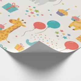 Barnkalas presentpapper – söta djur, ballonger