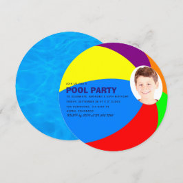Barnkalas sommar pool/strand fest lägg till foto inbjudningar