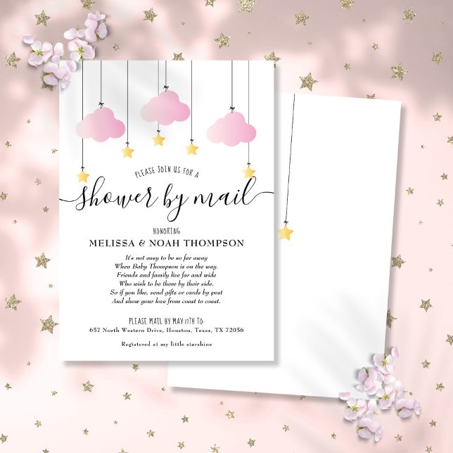 Barnkalas via post långdistans babyflicka rosa inbjudningar (Shower By Mail Long Distance Baby Girl Pink Invitation)