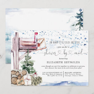 Barnkalas via post   Vinter jul baby shower Inbjudningar