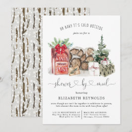 Barnkalas via post | Vinter jul baby shower Inbjudningar