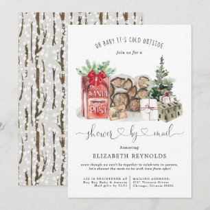 Barnkalas via post   Vinter jul baby shower Inbjudningar