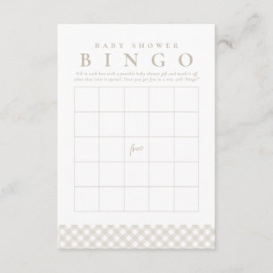 Barnkalasbingo söt neutral gingham födelsedagsfest inbjudningar
