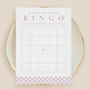 Barnkalasbingo söt rosa gingham partykort inbjudningar