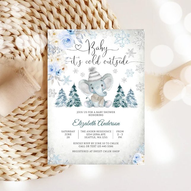 Barnkalasinbjudan Vinter Elefant Inbjudan (Skapare uppladdad)