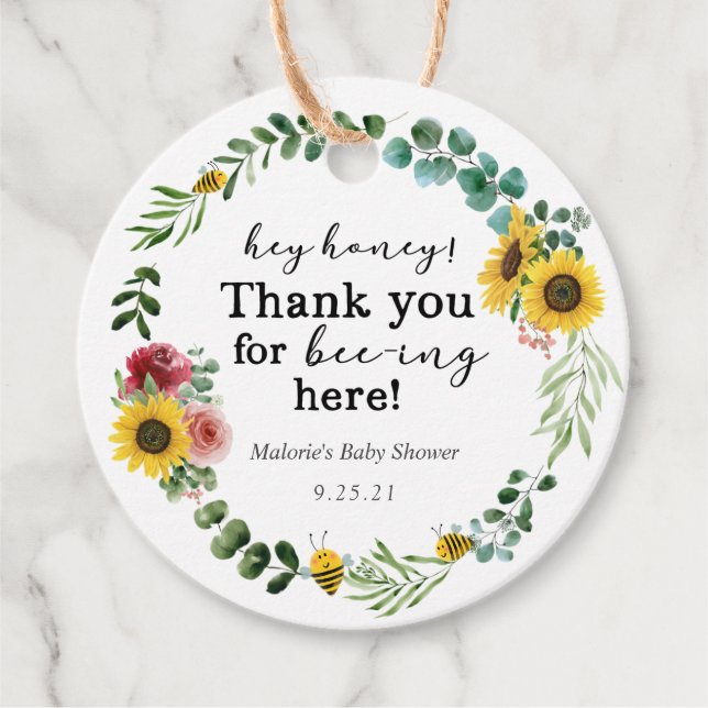 Barnkalaspresentkort för bi-tema gåvor etiketter (Framsida)