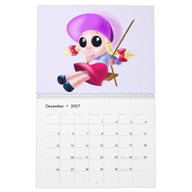 Barnkalender med roliga illustrationer kalender (Dec 2027)