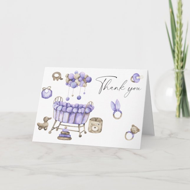 Barnkammarbaby shower - Tacksamhetskort Tack Kort (Framsida)
