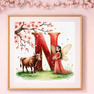 Barnkammarbrev N Fe Fairy Blommig Poster