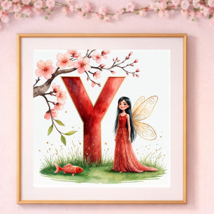 Barnkammarbrev Y Fe Fairy Blommig Poster