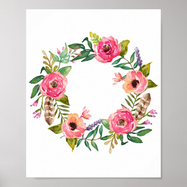 Barnkammardekoration för flickor, botanisk väggdek poster (Framsidan)