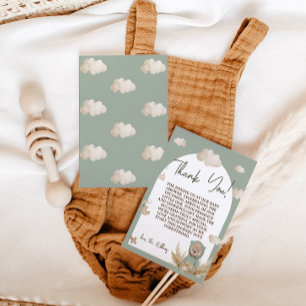 Barnkammare Boho Björn Bebis Shower Grön Blommig Tack Kort