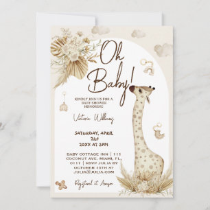 Barnkammare Boho giraff baby shower  Inbjudningar