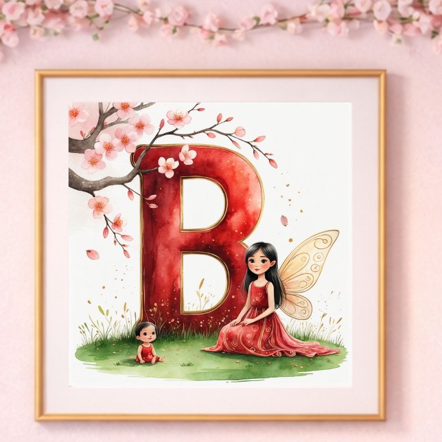 Barnkammare för flicka Bokstav B Ängsblommor Feeri Poster (Skapare uppladdad)