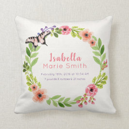 Barnkammare för flickan för födelsestatistik kudde