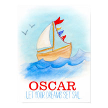 Barnkammare för pojkar segelbåt affisch