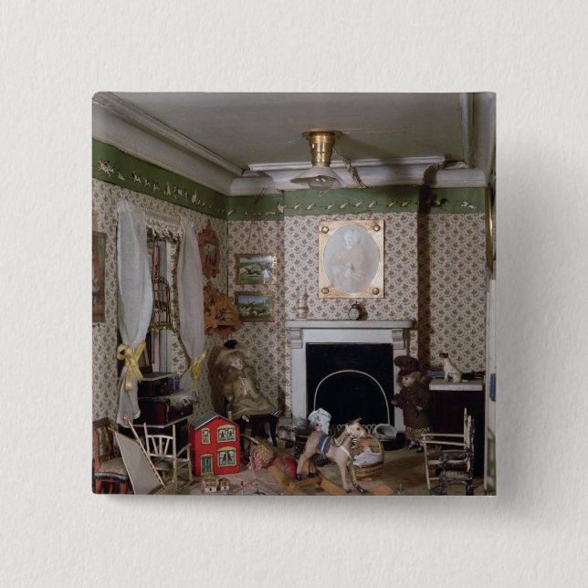 Barnkammare med leksaker från "Fröcken Miles" Knapp (Framsida)