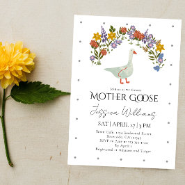 Barnkammare Mother Goose Vilda Blommor Baby Shower Inbjudningar
