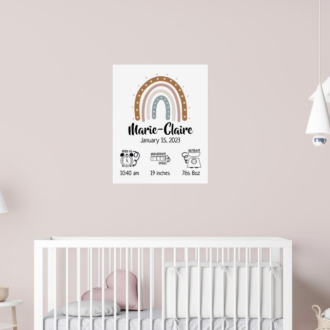 Barnkammarens akvarell boho regnbåge födelse stati poster (Barnkammare 2)