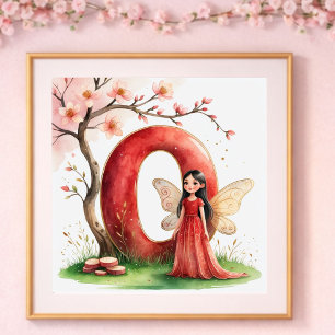 Barnkammarens flicka Bokstav O Ängsblommor Feerisk Poster