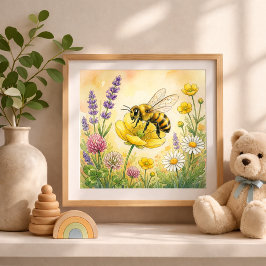Barnkammarinredning med små bin och insekter poster