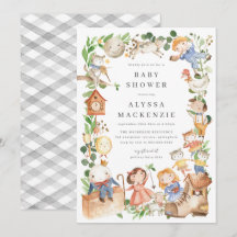 Barnkammarrim Baby Shower-inbjudan