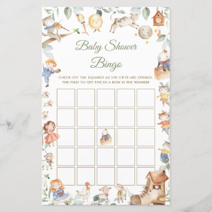 Barnkammarrim Grönska Baby Shower Bingo Spel