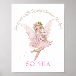Barnkammarscitat Rosa Söt Sagoprinsessa Gnistrande Poster