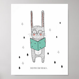 Barnkammartryck, Läs Mig En Saga, Kanin Illustrati Poster