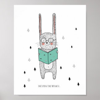 Barnkammartryck, Läs Mig En Saga, Kanin Illustrati Poster