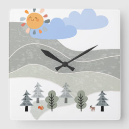 Barnkammarur Fyrkantig Klocka