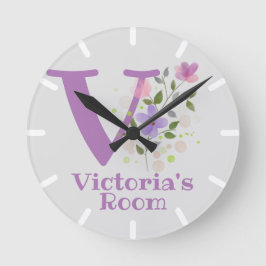 Barnkammarur med namn & initial rund klocka