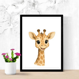 Barnkammarväggkonst med baby giraff Djungel Safari Poster
