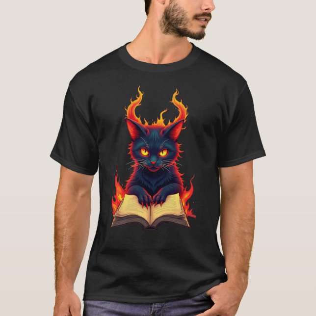 Barnkatt Läsa en spellbok T Shirt (Framsida)