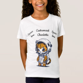 Barnkatt och rymdälskare Unikt Personligt Namn T Shirt