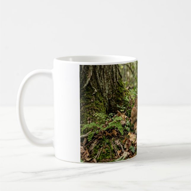 Barnkatt Unvad i en Skogskopp Kaffemugg (Vänster)