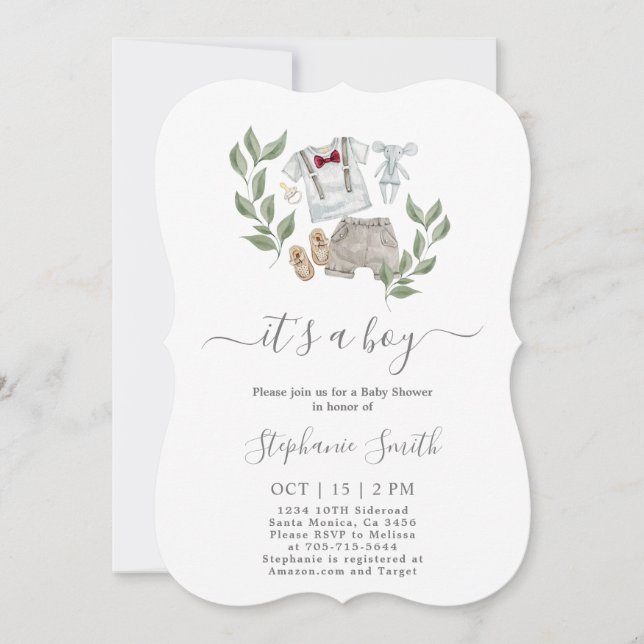 Barnkläder Baby Shower Boy-inbjudan Inbjudningar (Framsida)