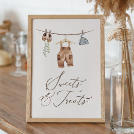 Barnkläder Baby Shower Sweets and Trets Poster
