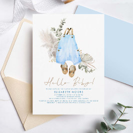 Barnkläder Blue Sage och Brown Cute Boy Inbjudningar