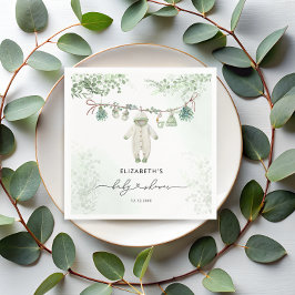 Barnkläder Boho Eucalyptus Baby Shower Pappersservett
