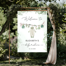 Barnkläder Boho Eucalyptus Baby Shower Välkommen Poster