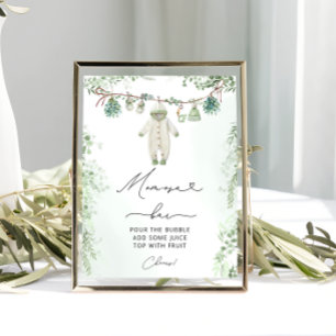 Barnkläder Boho Greenery Baby Shower Momosa Pub Poster