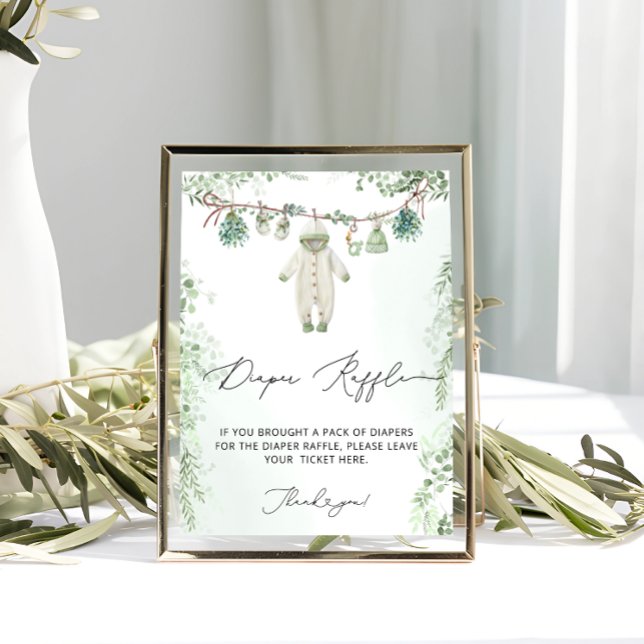 Barnkläder Boho Grönt Baby Shower Raffle Poster (Skapare uppladdad)