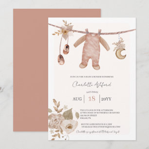 Barnkläder Boho Neutralt Baby Shower-inbjudan Inbjudningar