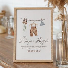 Barnkläder Boy Shower Diaper Raffle Sign Poster