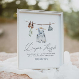 Barnkläder Boy Shower Diaper Raffle Sign Poster