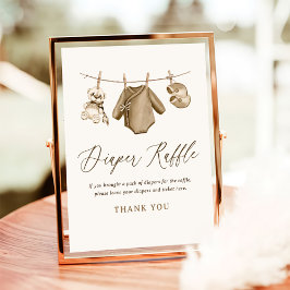 Barnkläder Boy Shower Diaper Raffle Sign Poster